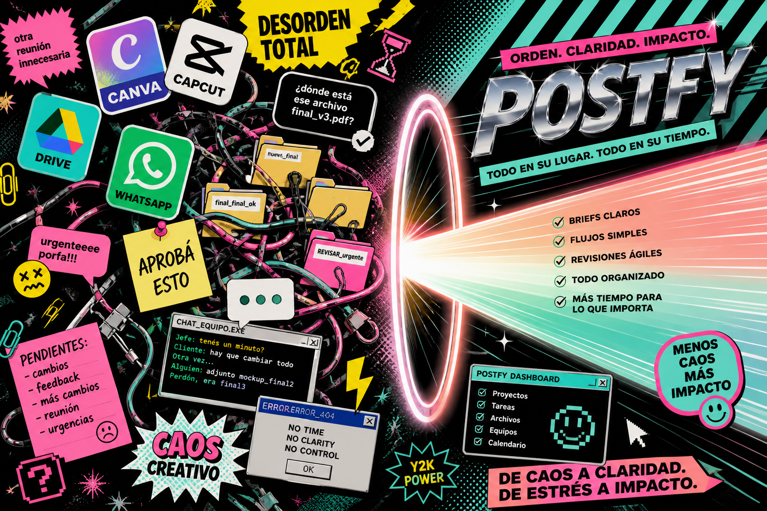 El caos de muchas herramientas frente a Postfy